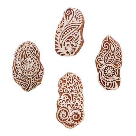 Set of 4 Piece New Mix Wooden Printing Block